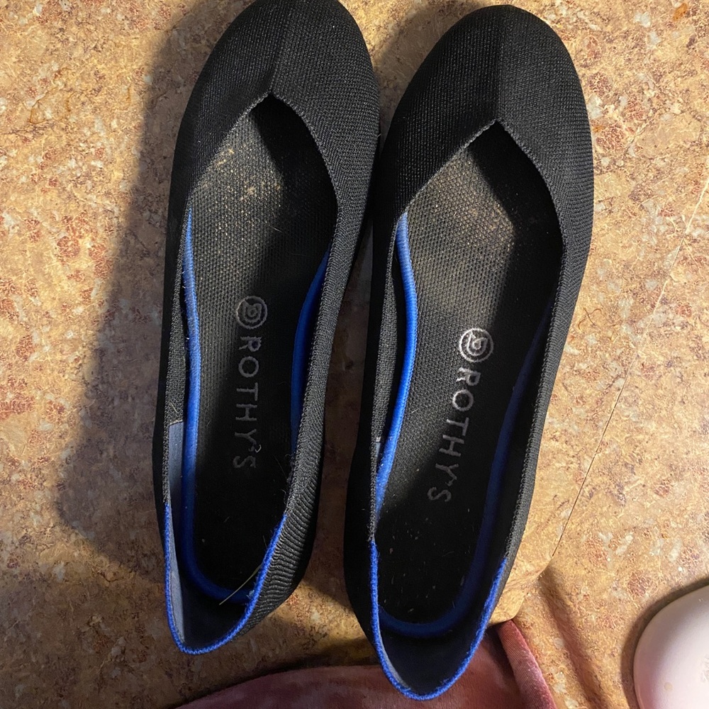 EUC Rothy’s “The Flat” Black Solid in 10.5